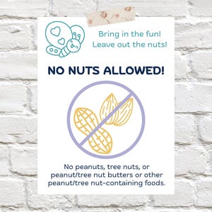 No Nuts Sign - Nut-Free Zone