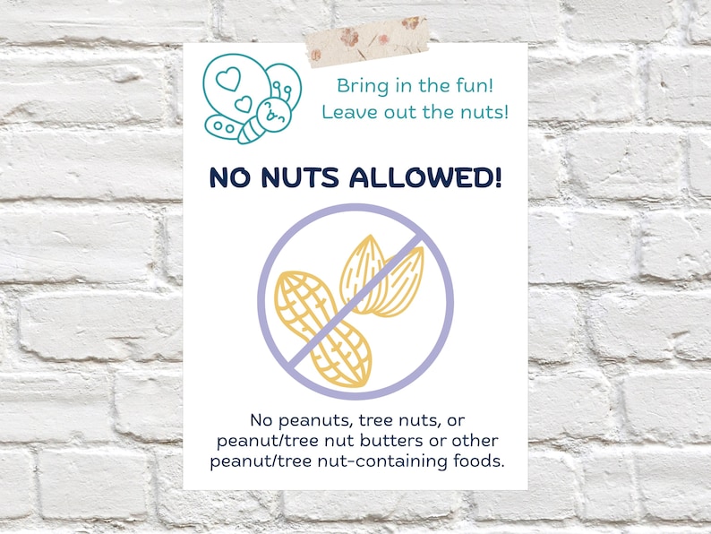 No Nuts Sign - Nut-free Zone - Etsy