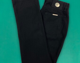 Trussardi Jeans Vintage High Rise Stretch Trousers Black Made in Italy W26 L29