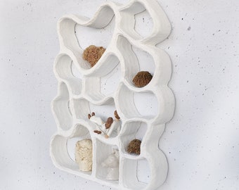 Extra grote handgemaakte curiosaplank, curiosaplank, curiosaplank, curiosaplank, niche natuurplank, unieke wandplank, kristallen wandplank, altaar