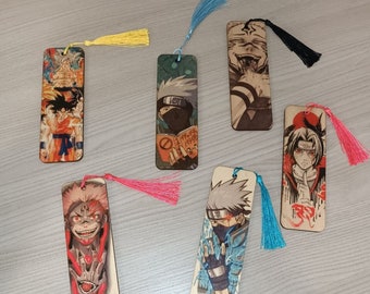 7 Segnalibro Anime in Legno Stampato naruto dragonball