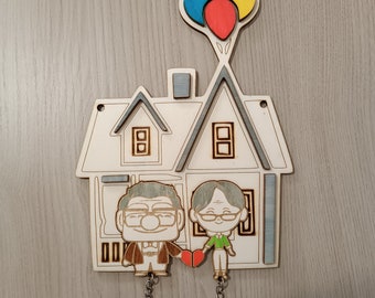 Up Disney Wood Keychain Wall Wood Home Decoration Embossed Inserts Hand Painted