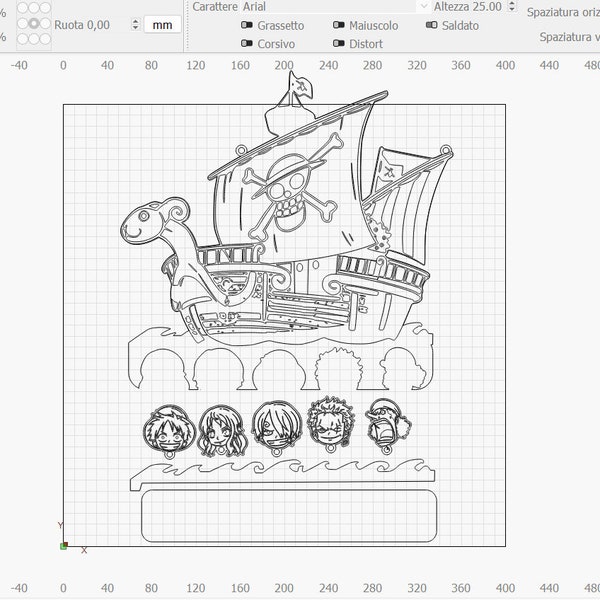 Appendi chiavi One Piece taglio laser luffy zoro sanji nami usop file digitale