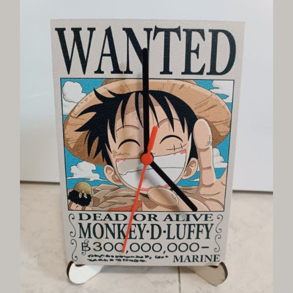 One Piece clock wanted Luffy decoration bedroom wall or table