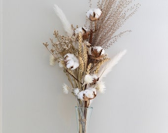 Bouquet of dried flowers Sweet Cotton white eco-responsible Poetic, magnificent branch of cotton and pampas