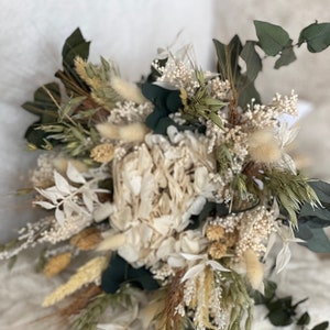 Breath bridal bouquet, made with dried flowers, eco-responsible bouquet, Country bridal bouquet, Green and Cream