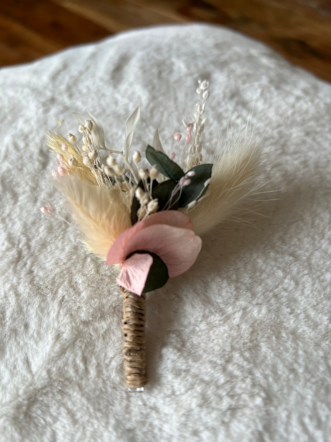 Groom Boutonniere Romanticism Rose, Made With Dried Flowers, Original ...