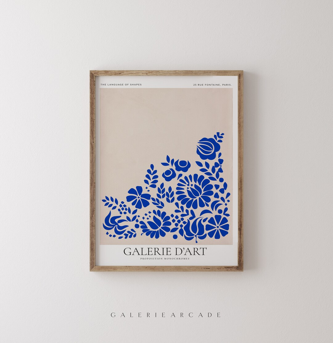 PRINTABLE FOLK ART 3 Blue and White Florals Hungarian Art Exhibition