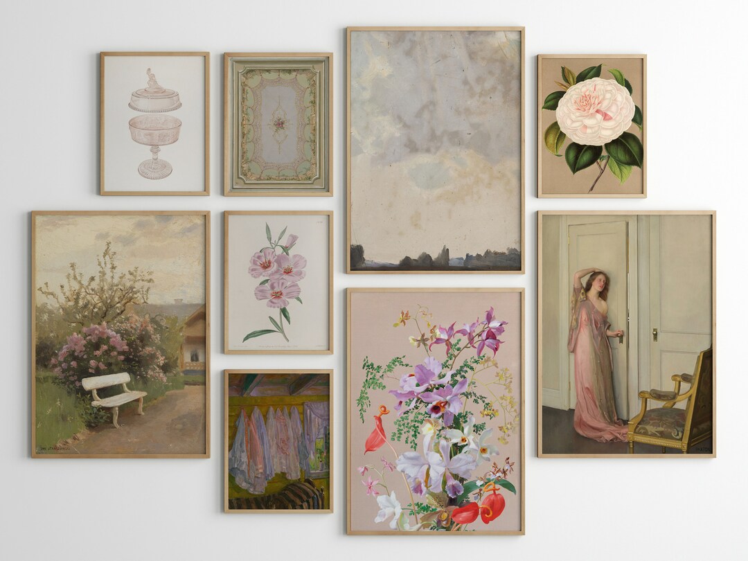 PRINTABLE Vintage Pink Gallery Wall Set Antique and - Etsy