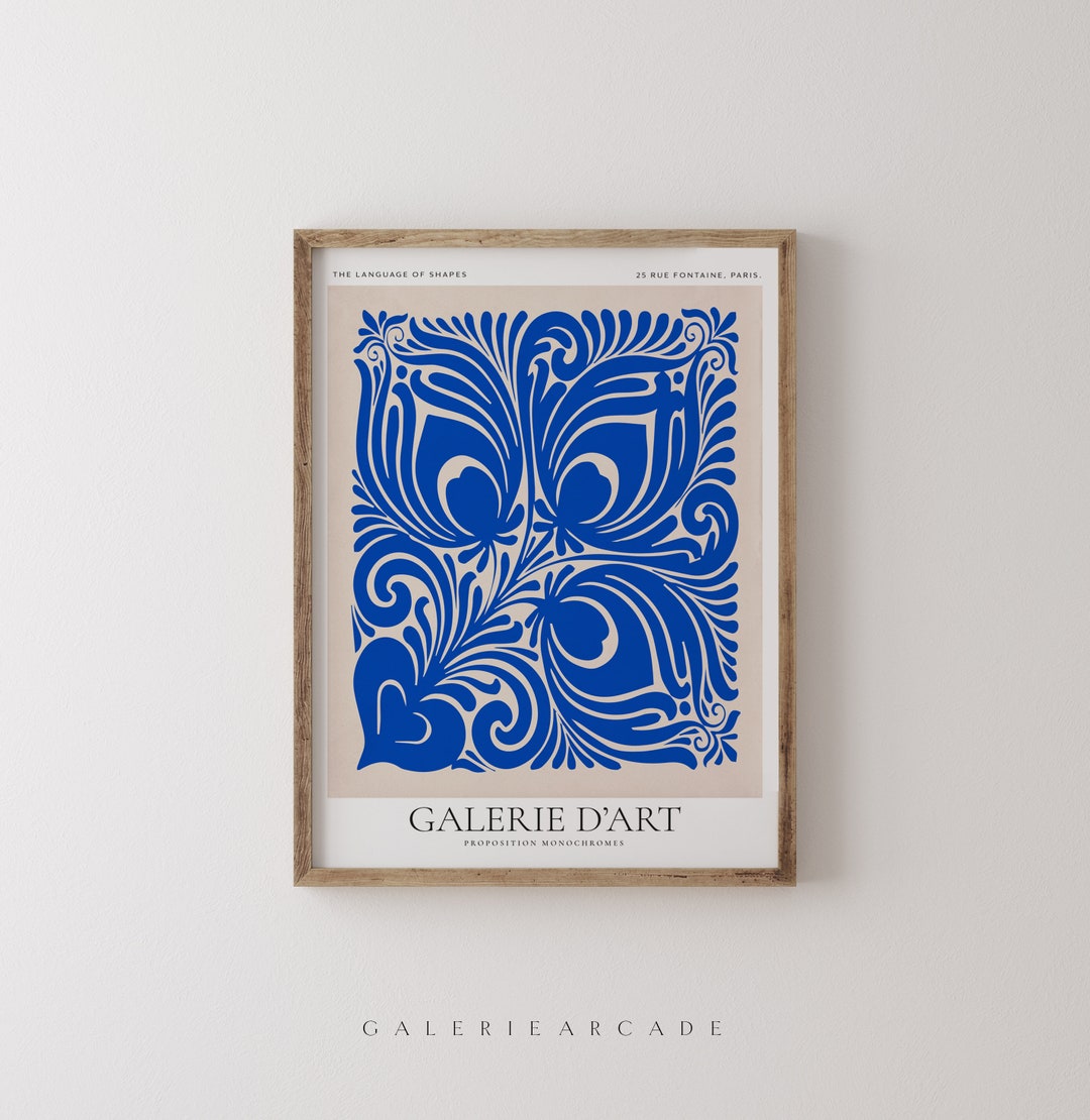 PRINTABLE FOLK ART 3 Blue and White Florals Hungarian Art Exhibition