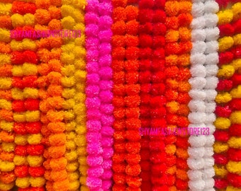 10 Pc Artificial Marigold Flower Garlands Wedding Indian Event Decoration Artificial Flower Strings Mehndi Decorations party decor