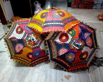 Indian Decorative Wedding Umbrellas Sun Protection Parasols Embroidery Parasols for Weddings Birthday Garden Party