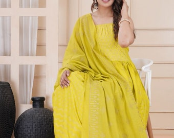 Womans Yellow Kurti with pant