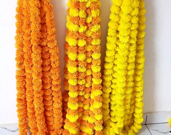 50 Pc SALE ON Indian Marigold Flower Artificial Decorative Deewali Marigold Flower Garland Strings for Christmas Wedding Party Decoration