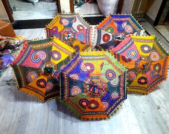 Sale On Indian Decorative Wedding Umbrellas Sun Protection Parasols Embroidery Parasols for Weddings Birthday Garden Party