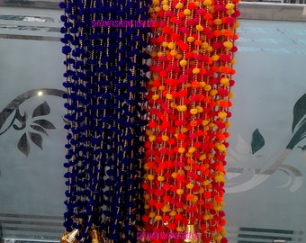 70 PC free shiping Multicolor Indian pom pom Wedding Party Decoration Christmas , , Gota Hangings Tassels. Mehndi Decor, Backdrop,Pom Pom
