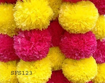 100 Pc Artificial Marigold Flower Garlands Wedding Indian Event Decoration Artificial Flower Strings Mehndi Decorations party decor