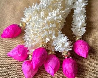 10 Pc White mogra pom pom string With Bells 5 Feet Flower Home Temple Wedding Party Decoration Windows Walls Door Bells