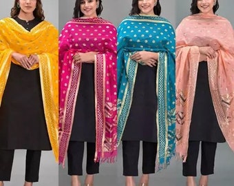 100 Pcs Bandhani Print Chinon Dupatta For Women, Indian Handmade Silk Dupatta, Indian Wedding Favor, Party Favor, Gift For Guest