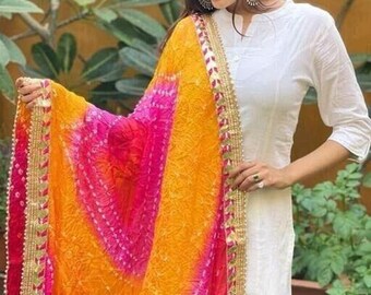 Wholesale Silk Dupatta, Bandhej Print Dupatta 2.25 Meter Free Size, Wedding Gift, Return Gift, Bridesmaid Gift