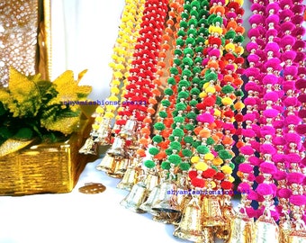30 PC FREE SHIPPING Multicolor Indian Christmas Wedding Party Decoration, Mehndi Decor, Backdrop,Pom Pom, Gota Hangings Tassels.