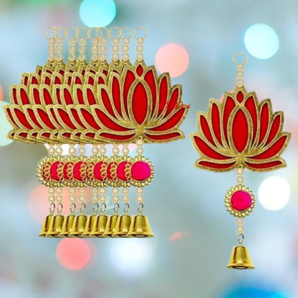 20 Pc Beautiful Trending Lotus Hangings for , Puja Decor, Temple Decor, Indian Wedding decoration, Party Backdrop, New Home Gift