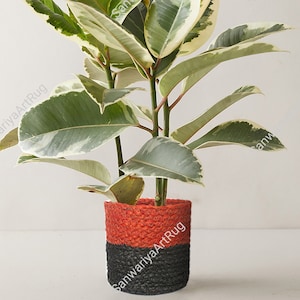 Handvirkad jutekorg för plantering | Boho blomkruka