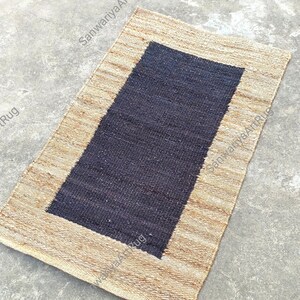 Handgewebter Teppich Läufer | Juteteppich | Nachttisch Läufer | Handgewebte Yoga Hanf Rustikale Teppiche | Handgefertigte Hanfmatte nach Maß