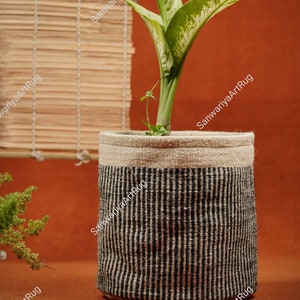 Jute bloemenmand | Kleurrijke mand | Tuincadeau | Jute plantenbak | Bloempotmand | Wasmandpot | Tuinmandpot
