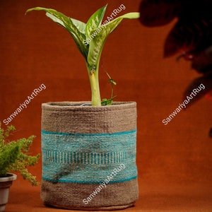 Jute Flower Pot | Planter Pot | Gardening Gift for Plant Lover | Unique Birthday Present for Women | Plant pot | Basket Flower | Laundry Pot