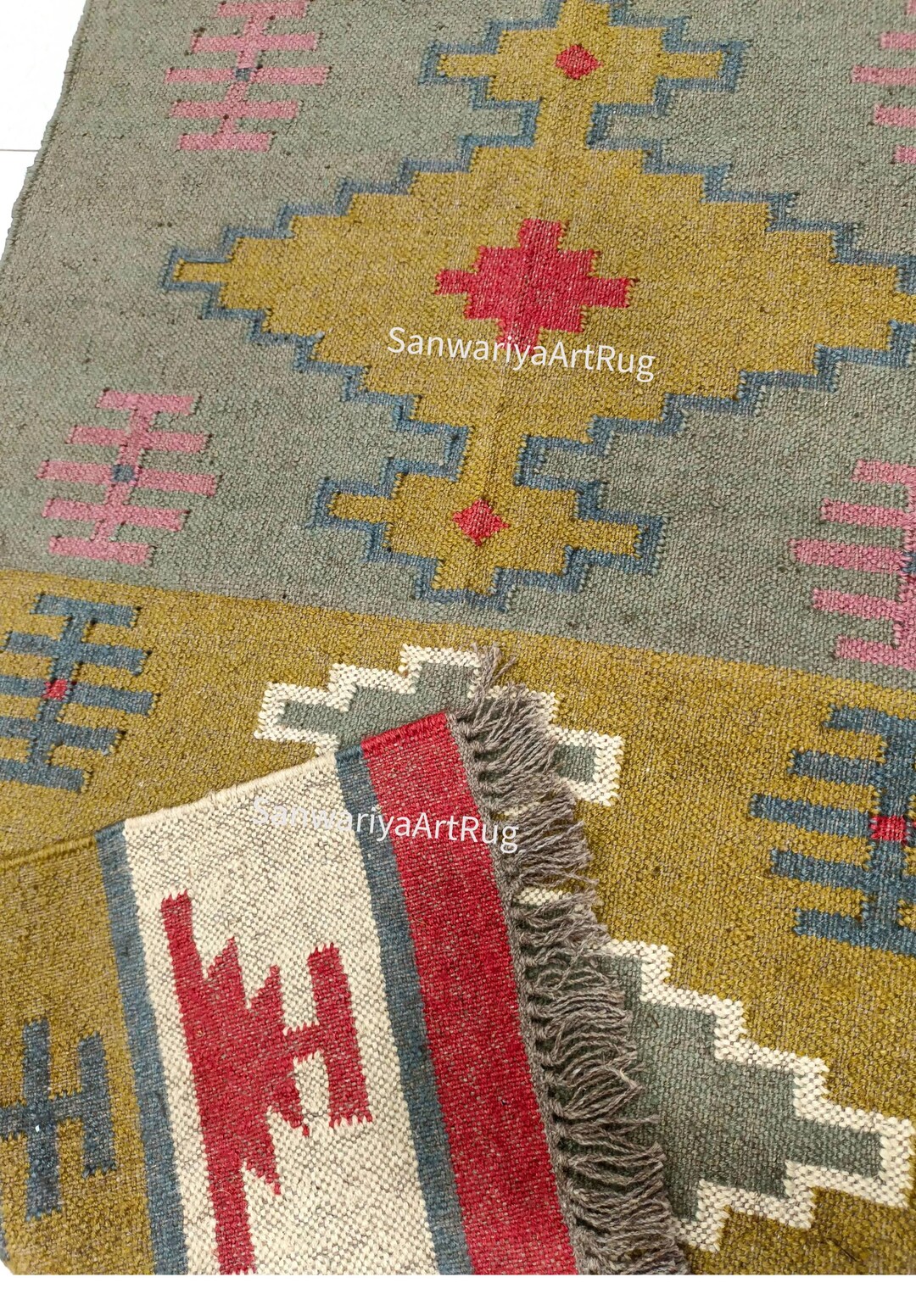 8x10 Navajo Kilim Wool Jute Rug | Black & Gray Traditional Indian Rug ...