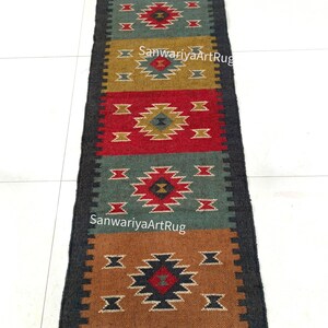 Handwoven Kilim Rug | Colorful Wool and Jute Rug | Kilim Dhurrie Rug | Traditional Indian Kilim Carpet | Stairs Rug For Home |Large Area Rug
