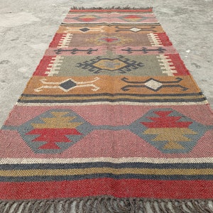 Handwoven Colorful Rugs | Large Living Room Rug | Striped Area Rug | Bohemian Decor Rugs | Salon Tapis Rugs | Cotton Carpet Kilim Rug