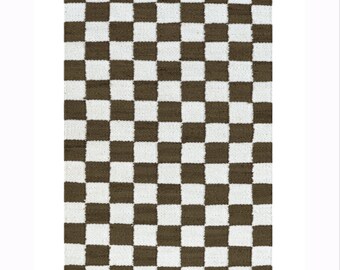 Hemp Jute Runner | Checkered Stair Rug, Custom Size