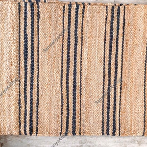 Handgeweven vloerkleed | Vloerkleed hennep hennep naturel | Loper gevlochten jute | Jute vloerkleed groot oppervlak | Aangepast formaat vintage vloerkleed | Decoratieve boho-tapijten