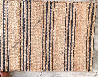 Handgeweven vloerkleed | Vloerkleed hennep hennep naturel | Loper gevlochten jute | Jute vloerkleed groot oppervlak | Aangepast formaat vintage vloerkleed | Decoratieve boho-tapijten
