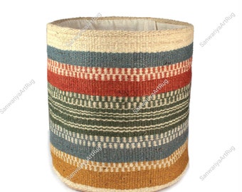 Striped Jute Flower Pot | Handmade Basket Planter