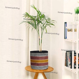 ジュートフラワーポット | 花植物プランター | プランターポット | ジュートバスケット | フラワーバスケットポット | ガーデニングギフト | ジュートプランターポット | カラフルバスケット