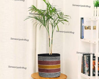 Hand-Crocheted Jute Flower Pot | Scandi Boho Planter Basket