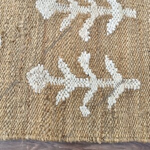 Handmade Wool Jute Kilim Runner Rug, Natural Hemp Jute 4x12 Ft Custom Stairway Large Area Bohemian Turkish Beige Modern Home Decor Runner