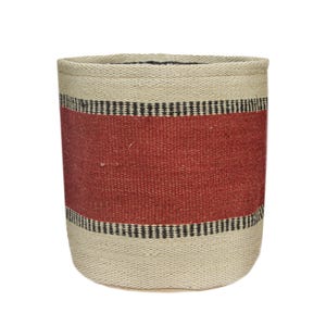 Handmade Jute Kilim Pot Planter, 12x12 Inch Colorful Modern Farmhouse Living Room Basket Cover, Boho Nursery Garden Waterproof Planter Cover