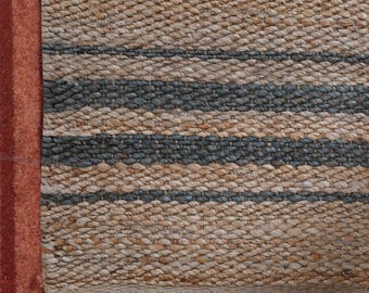 Handgewebter Jute Teppich | Naturfaser-Dhurrie