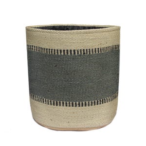 Handmade Jute Kilim Pot Planter, 12x12 Inch Colorful Modern Farmhouse Living Room Basket Cover, Boho Nursery Garden Waterproof Planter Cover