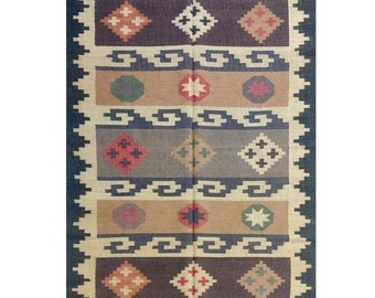 Handwoven Colorful Carpet | Large Handwoven Living Room Runner | Striped Area Rug | Bohemian Decor Rug | Cotton Kilim Carpet | Salon Tapis