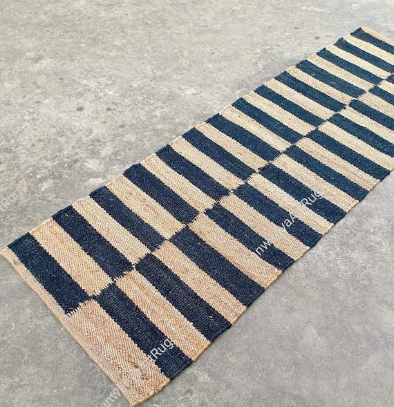 Hemp Jute Runner Rug | Hand Loomed Natural Jute Hemp Runner Rug | Braided Jute Runner | Large Area Jute Rug | Custom Size Stair Vintage Rug