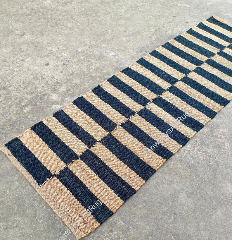 Hemp Jute Runner Rug | Hand Loomed Natural Jute Hemp Runner Rug | Braided Jute Runner | Large Area Jute Rug | Custom Size Stair Vintage Rug
