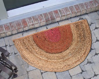 Braided Jute Half Circle Doormat: Boho Eco-Friendly Rug