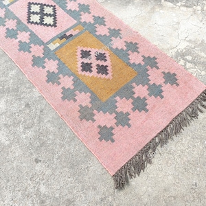 4X6 Handmade Navajo Kilim Rug | Aztec Accent Rug |Outdoor Rug/Indoor Rug | Handmade Wool Jute Kilim Rug |Indian Dhurrie Rug For Living Room