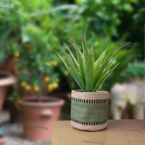 Handgjord ulljute kelimkruka, färgglatt boho trädgårdsblommorkorg, vardagsrums-/kontorsinredning boho krukväxtfodral