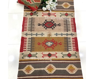 9x12 Ft Custom Wool Jute Rug, Handmade Rainbow Rectangle Shape Bohemian Large Area Turkish Home Kitchen Decor Entryway Indoor/Outdoor Rug